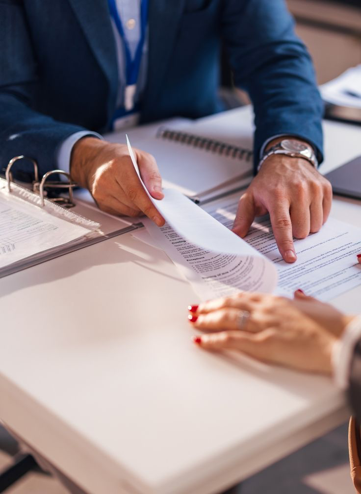 Commercial property advisers reviewing an agreement together